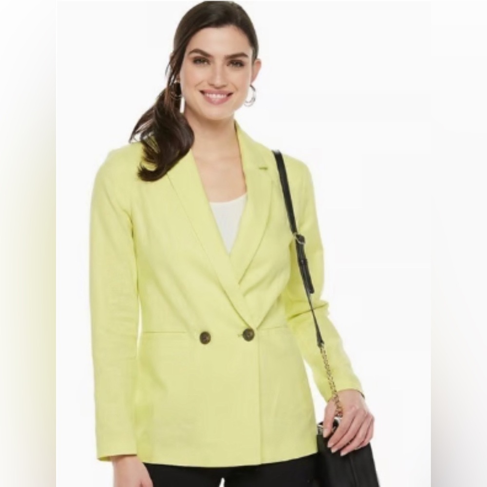 APT9 Green/Yellow Blazer! Linen & Rayon Size M